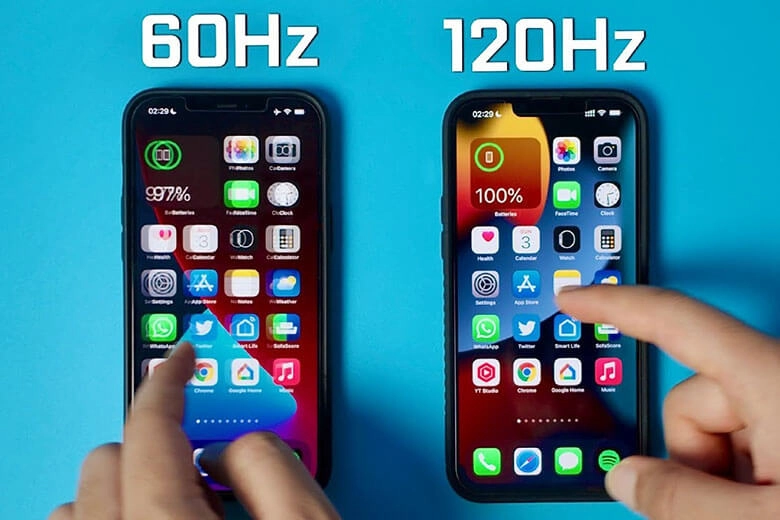Giao diện cuộn mượt mà của màn hình 120Hz khi duyệt mạng xã hội.